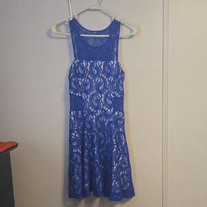 Blue Lace Sleeveless Dress